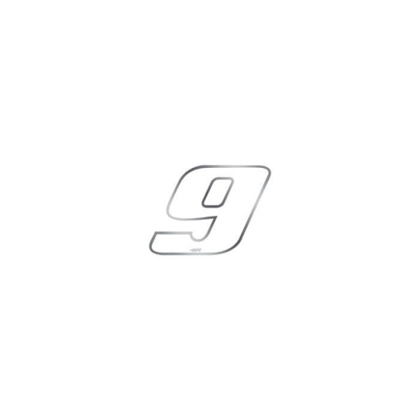 Sticker Number 9 Adhesive Number Motorcykel, Hvid Krom, Mini 27 x 37 mm Blanc Chrome