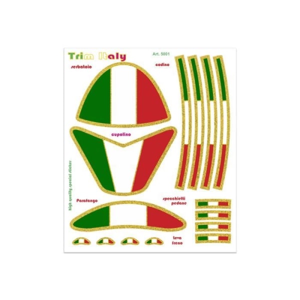 Italien flagga klistermärken för motorcykelanpassning, bord 13,5 x 16 cm