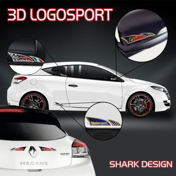 3D Logosport Ternet Flag Motorsport Stickers, højre og venstre, 10 x 2,5 cm