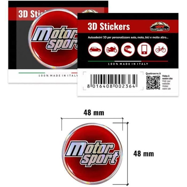 3D Motor Sport Sticker Decal, Diameter 48 mm