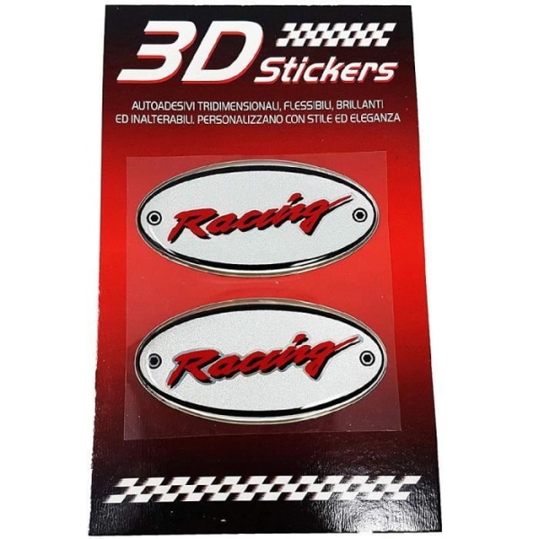 3D Klistermærker - Racing - 2 Stykker - 56 x 28 mm - Transparent Harpiks - Lette Farver