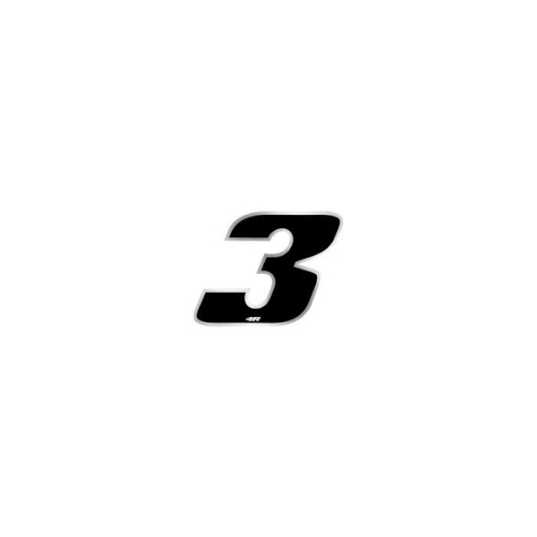 Autocollant - Moto - Nummer 3 - Sort Chrome - 27 x 37 mm - Klæbeevne garanteret