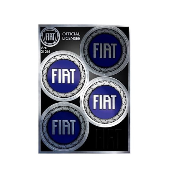Dekal - Fiat - Blå logotyp - HQ kromstöd - 94 x 131 mm - Högt motstånd Blå