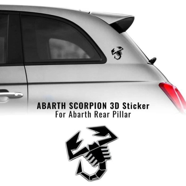 Autocollant - Abarth - Skorpion 3D - Sort - 65 mm - Bil