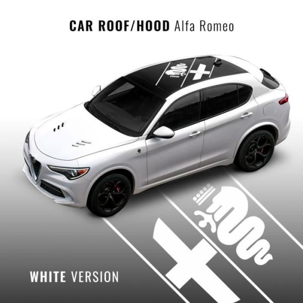 Alfa Romeo Universell självhäftande dekoration för biltak eller huv, vit