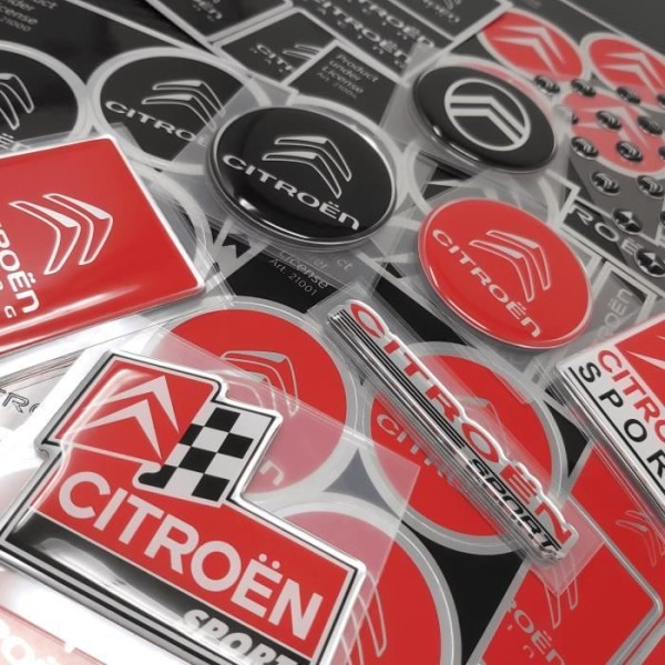 3D Citroën Racing-logodekal, svart, 52 mm