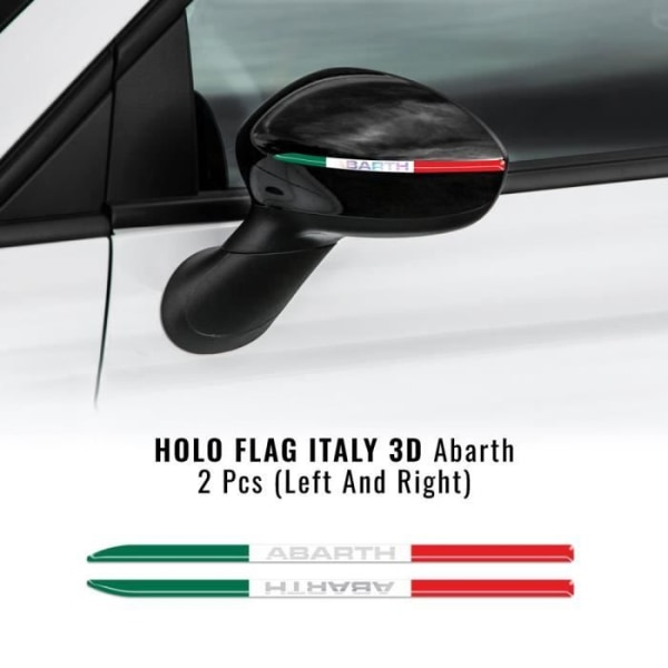 3D självhäftande remsor - Abarth - Italiens flagga - Holografisk - 6 x 173 mm - 2 stycken