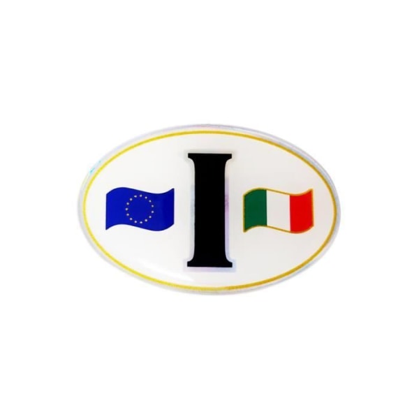 3D Oval Selvklæbende Klistermærke "I" Flag Italien Europa, 62 x 40 mm