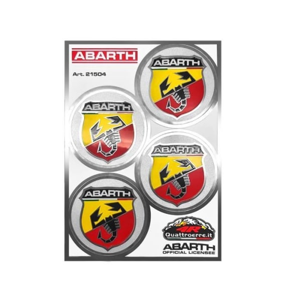 Officiell Abarth-klistermärke, 4 logotypmärken Diameter 48 mm