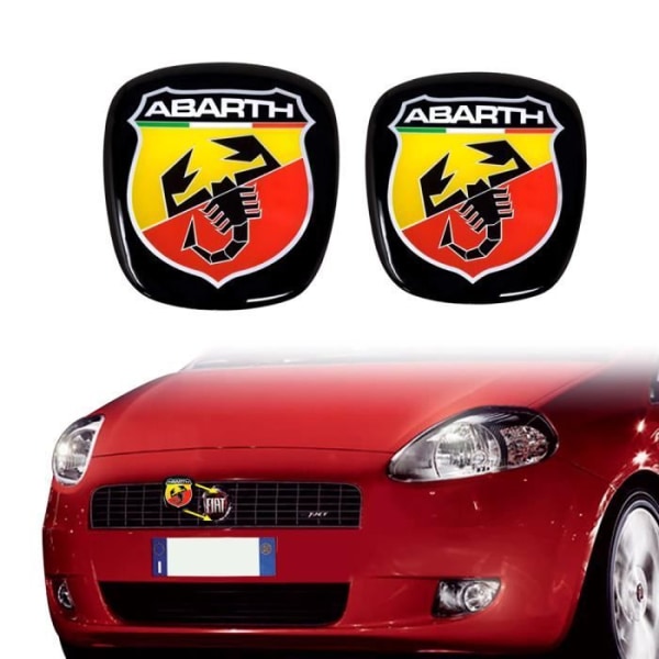 3D-dekal - Abarth - Ersättningslogotyp - Fiat Grande Punto - 2 delar - Flexibel och hållbar