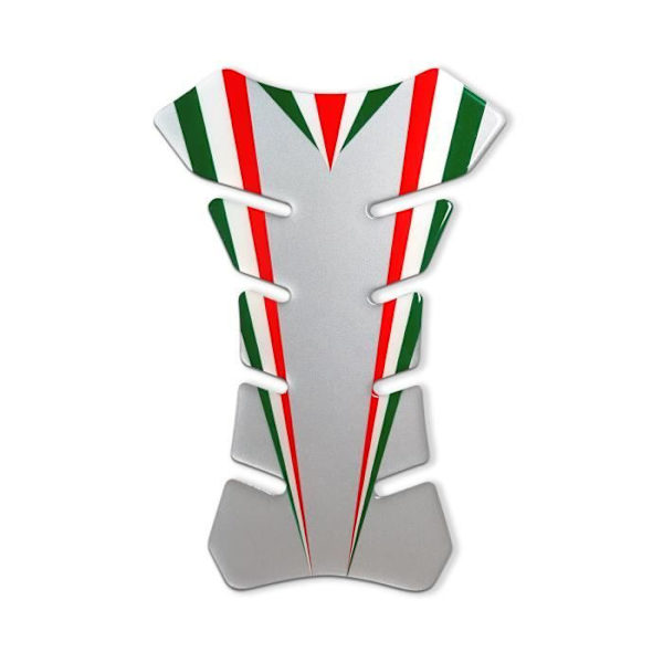 3D självhäftande skydd för motorcykeltank, silver med Italiens flagga, 19 x 13 cm