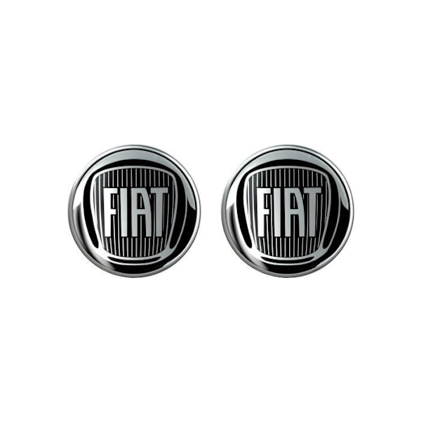 3D Fiat Official Logo Sticker Sort, Diameter 12 mm, 2 stk