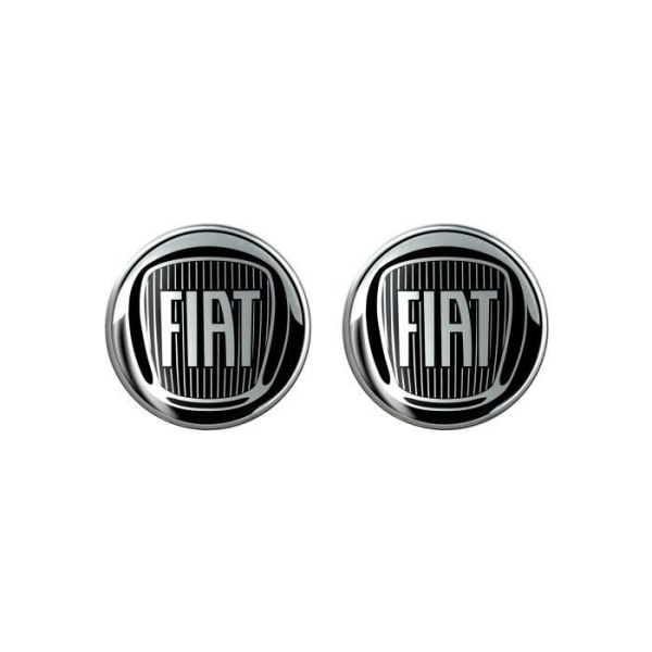 3D Fiat Official Logo Sticker Svart, Diameter 12 mm, 2 stycken