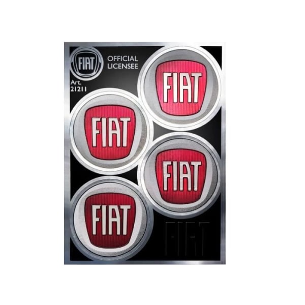 Officiella Fiat-klistermärken, 4-färgslogotyp, diameter 48 mm, bord 94 x 131 mm