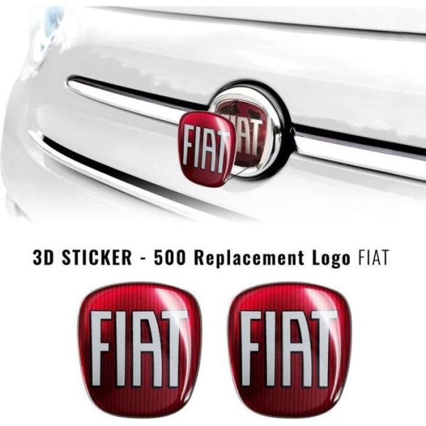 Fiat 3D Replacement Logo Sticker til 500, for og bag