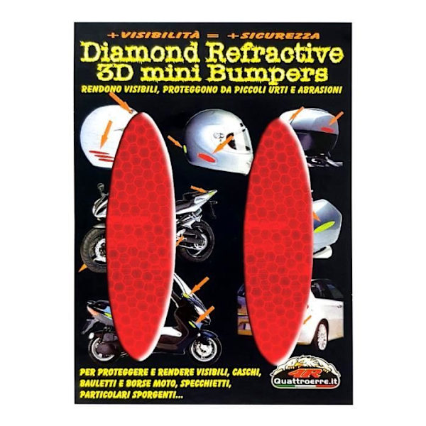 3D Klistermærker - Diamant Kvalitet - Røde Ovaler - 25 x 95 mm - 2 Stykker - Retroreflekterende