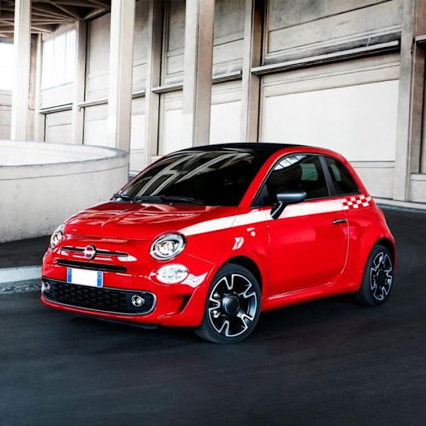 Dekorative klæbestrimler - Fiat - 500 - Rød - Sider - Vejrbestandig