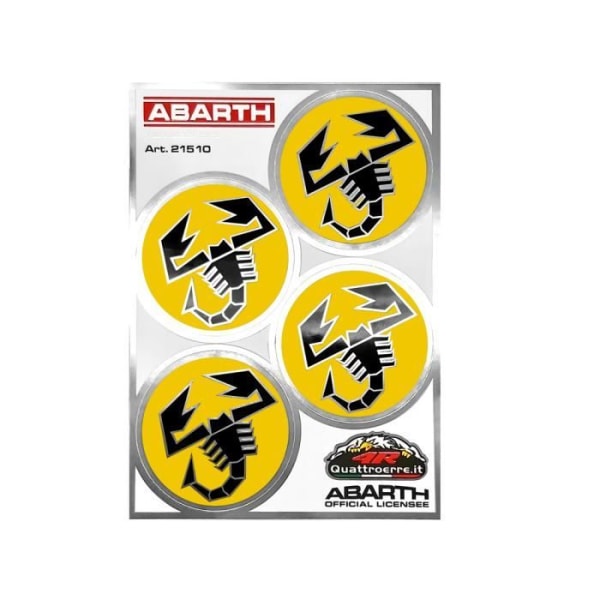 Autocollant - Abarth - Skorpioner - Gul - 4 elementer - 48 mm i diameter