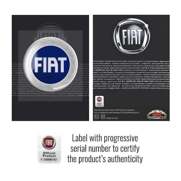 3D-dekal - Fiat - Officiell logotyp - Blå - Diameter 75 mm - Polyuretanharts