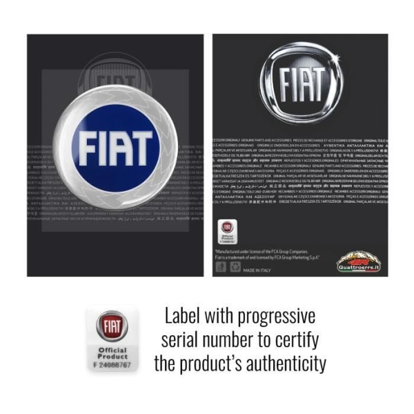 3D Fiat officiella logotyp blå klistermärke, diameter 75 mm