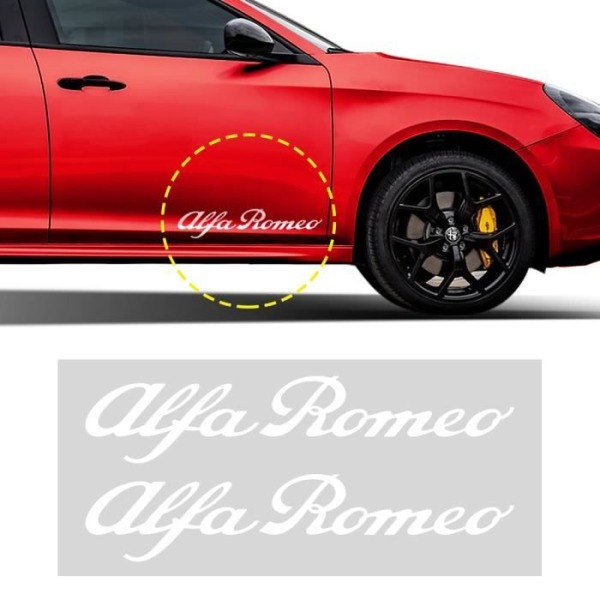 Alfa Romeo-klistermärken för dörrar eller karosseri, vit, 25 cm, 2 st