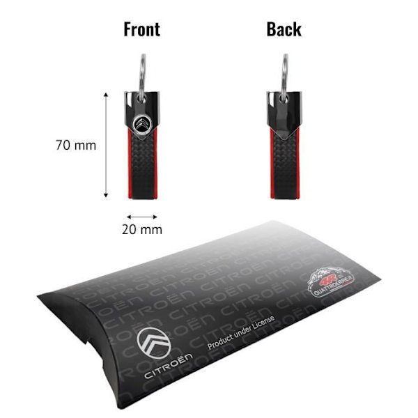 Officiel Citroën rød, carbon, sort logo nøglering