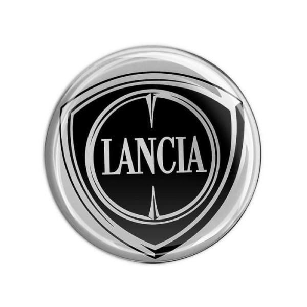 3D-klistermärke - Lancia - Svart logotyp - Diameter 48 mm - Flexibel - Officiell