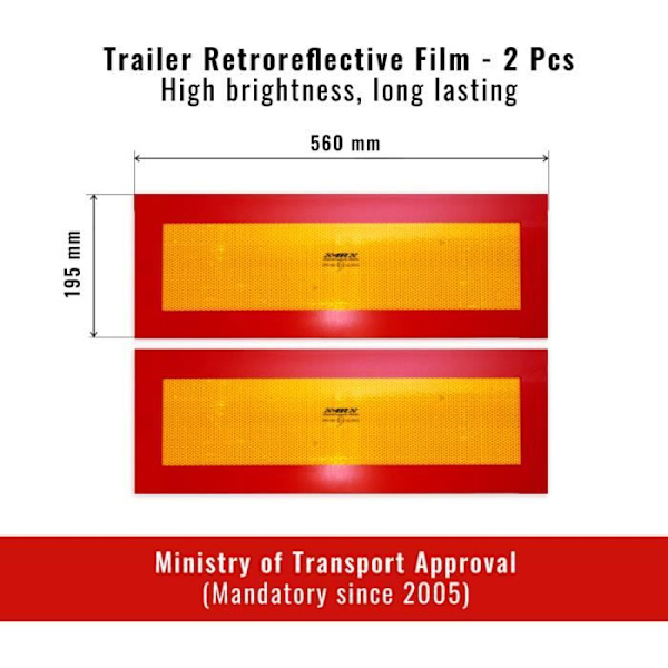 Reflekterande prismatisk filmskyltar för trailers, 2 delar