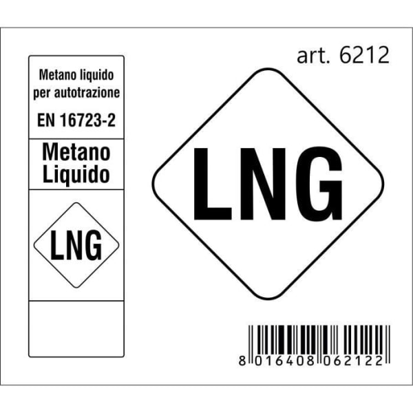 Klistremerke - Ikke spesifisert - LNG drivstoffkode - 6,5 x 7,5 cm - Slitesterk - I samsvar med EU