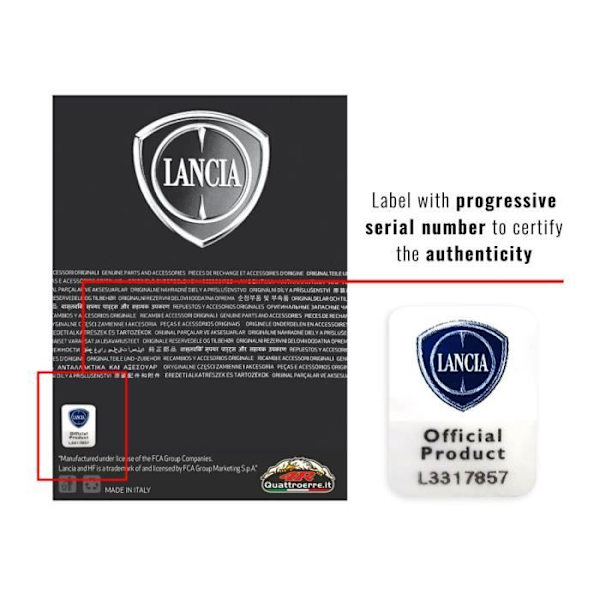 Officiell Lancia-lapp, sköldlogotyp, 60 x 60 mm