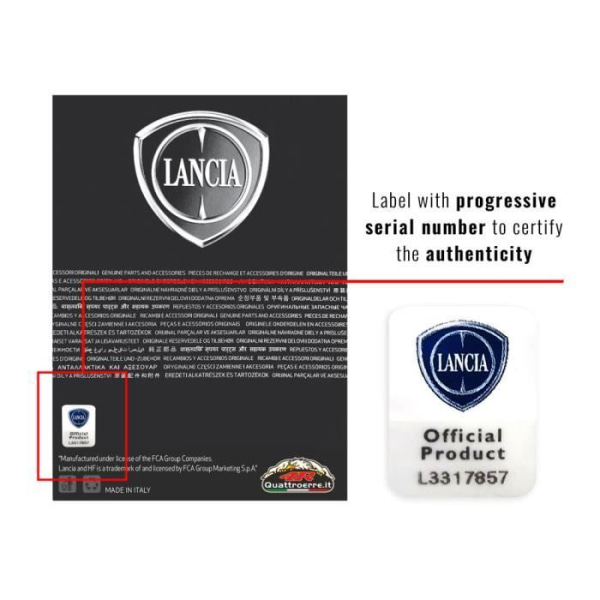 Officielt Lancia Patch, Shield Logo, 60 x 60 mm