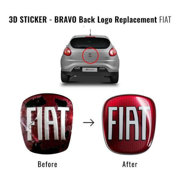 Fiat 3D Replacement Logo Sticker för Bravo, Rear