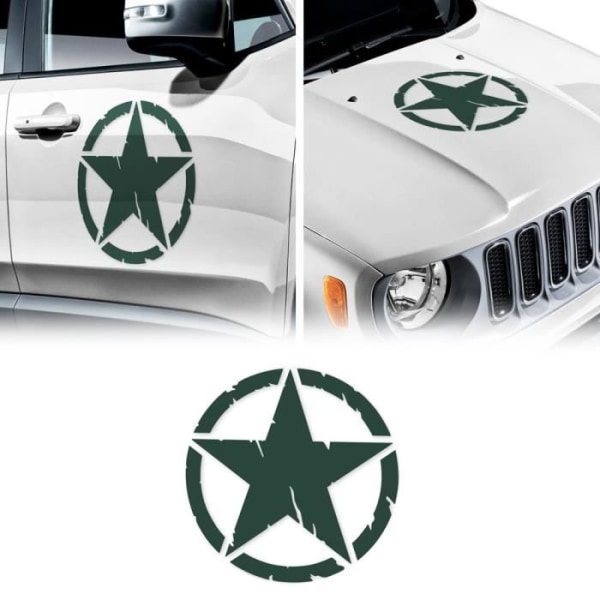 Army Star Stickers til Jeep Renegade Kaleche og Fordør, Military Green, Diam. 33 cm, 2 stk