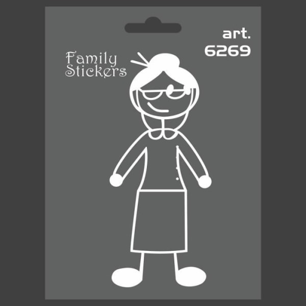 Familjeklistermärken för bil, mormor, 9 x 12 cm