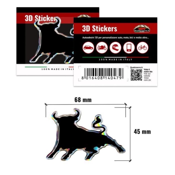 3D-klistermærke - OEM - Tyr - 68 x 45 mm - UV-bestandig - lyse farver Ljusa färger