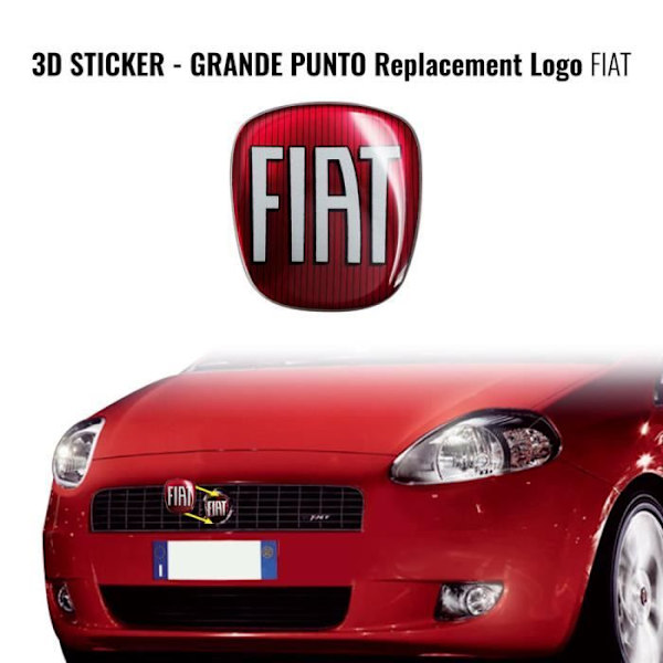 Fiat 3D Replacement Logo Sticker för Grande Punto, fram