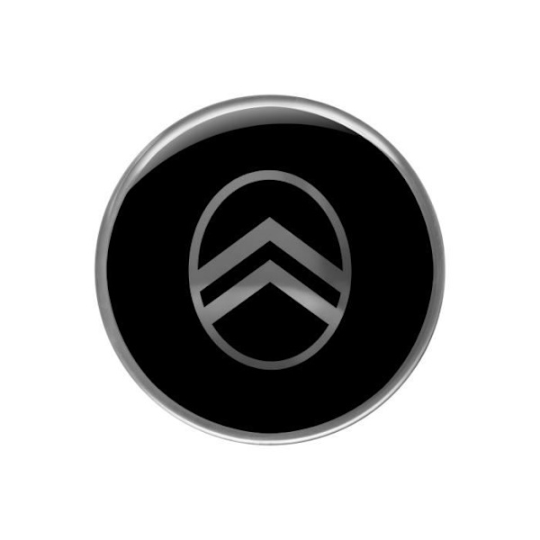 Citroen 3D New Logo mærkat, sort, 52 mm