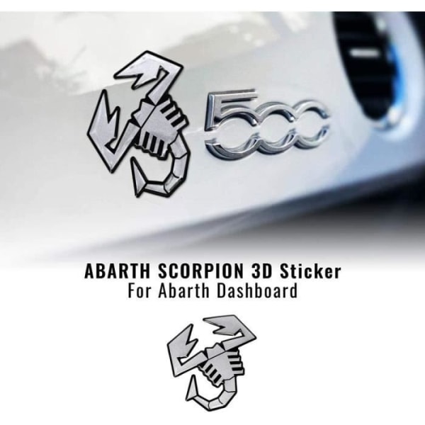 3D-dekal för Fiat 500 Abarth Dashboard, Satin Silver Scorpion