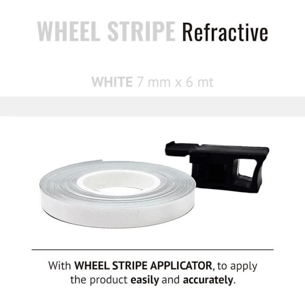 Reflekterande självhäftande remsor - Ej specificerat - Motorcykelfälgar - Vit - 7 mm - 6 mt