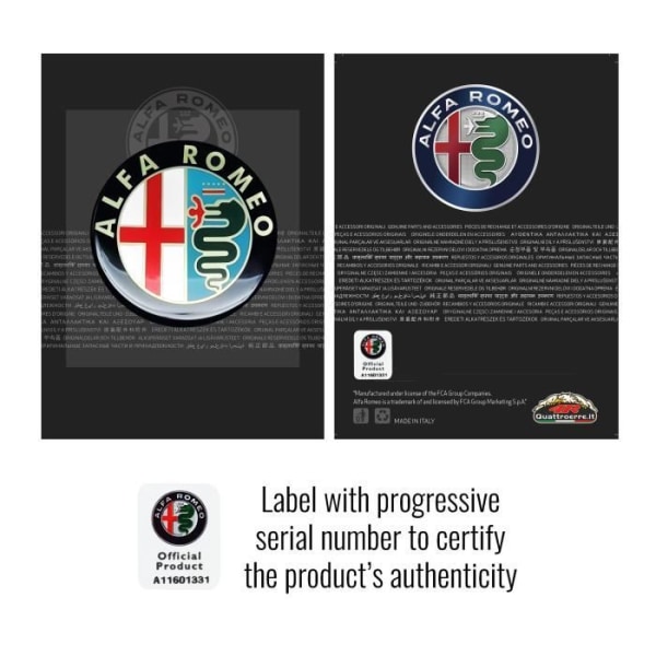 3D Alfa Romeo Logo 80'er-klistermærke, Diameter 48 mm