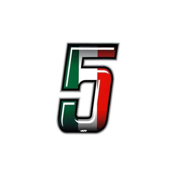 Klistermärke nummer 5 Motorcykels självhäftande nummer, Italiens flagga, h 10 cm