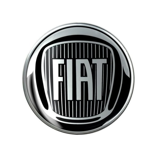 3D Fiat Official Logo Sticker Svart, Diameter 75 mm