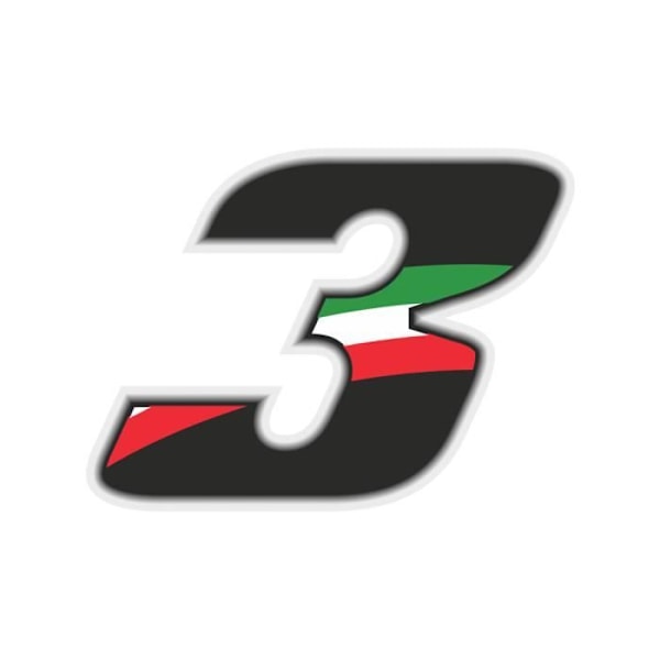 Løb nummer 3 stort, italiensk flag, 10 x 7,5 cm