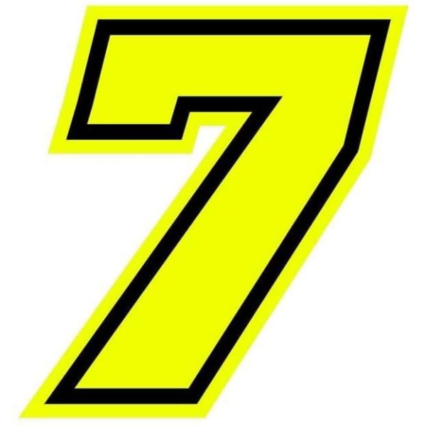 Klistermärke nummer 7 Moto GP självhäftande nummer, fluorescerande gul, h 10 cm