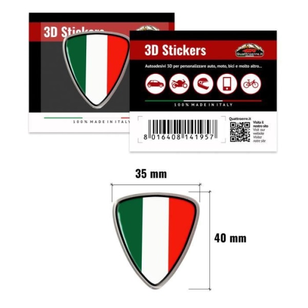 3D Sticker Sticker - OEM - Italy Crest - 35 x 40 mm - Transparent harpiks - Multi-purpose Lyse farver