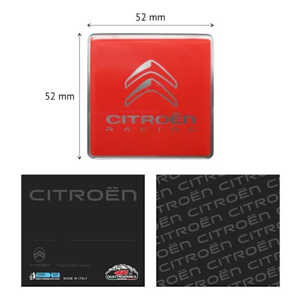 3D Citroën Racing logomærkat, rødt, 52 mm