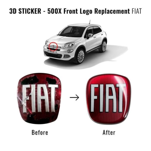 Fiat 3D Replacement Logo Sticker til 500X, Front