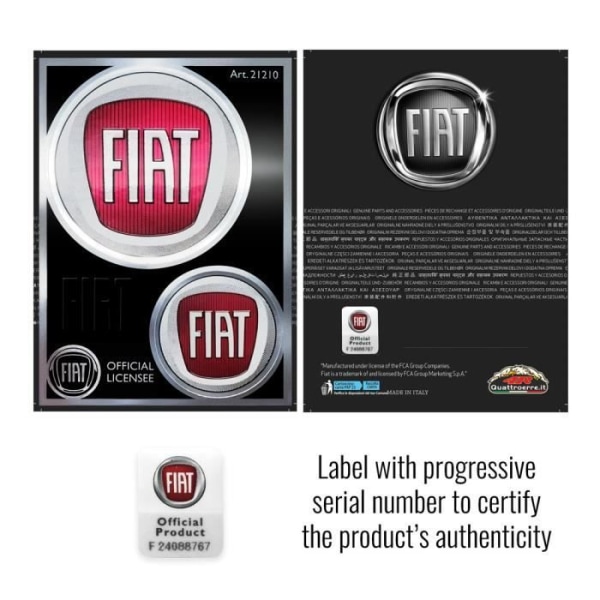 Officiella Fiat-klistermärken, 2-färgslogotyp, bord 94 x 131 mm