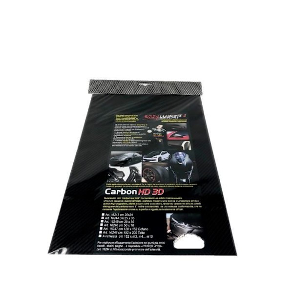 Filmadhesiv - Carbon Real Look - 25 x 35 cm - Tredimensionell effekt - Svart färg - Lätt applicering Kol