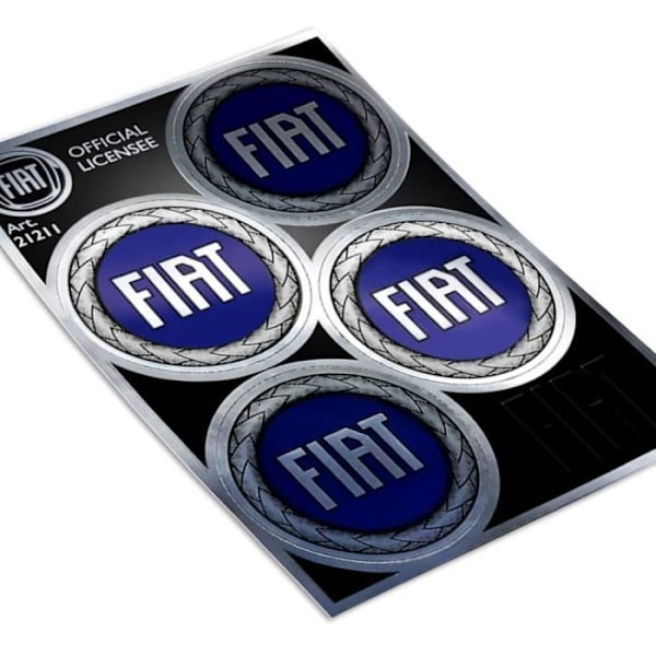 Dekal - Fiat - Blå logotyp - HQ kromstöd - 94 x 131 mm - Högt motstånd Blå